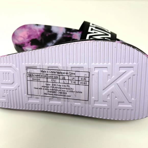 VS PINK Single Strap Slides Tie Dye L (9/10) - Picture 6 of 12